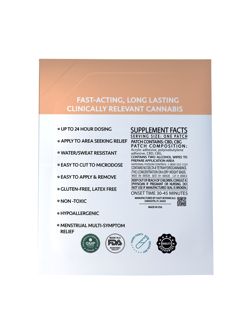 SUNO Transdermal Patch - Focus - 40mg CBG/10mg CBD
