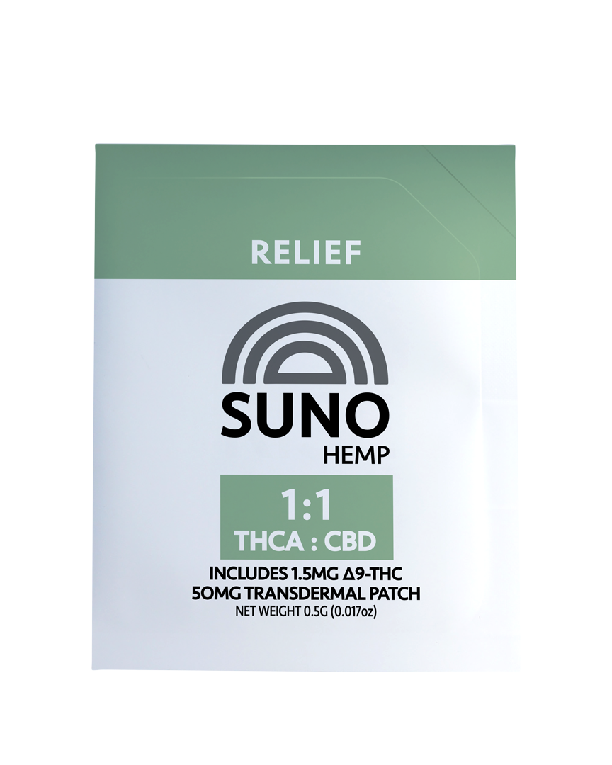 SUNO Transdermal Patch - Relief - 25mg THCA/25mg CBD (1.5mg ∆9 THC)