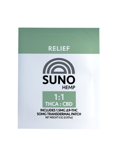 SUNO Transdermal Patch - Relief - 25mg THCA/25mg CBD (1.5mg ∆9 THC)