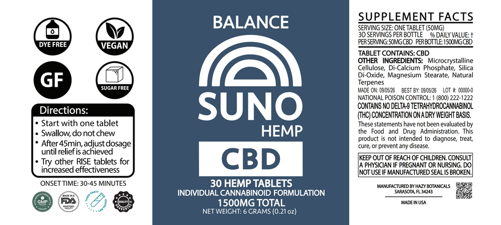 SUNO CBD Tablets - 30 Count