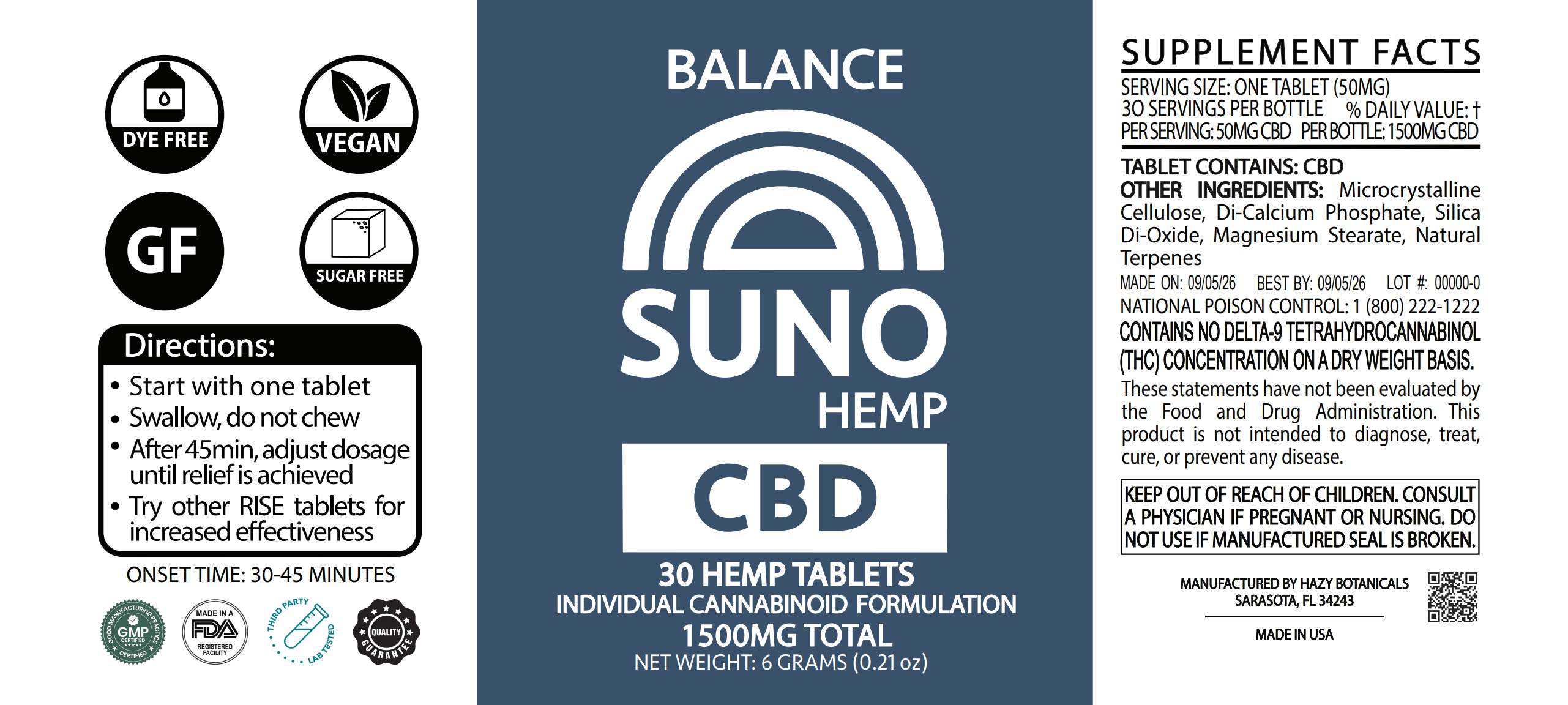 SUNO CBD Tablets - 30 Count