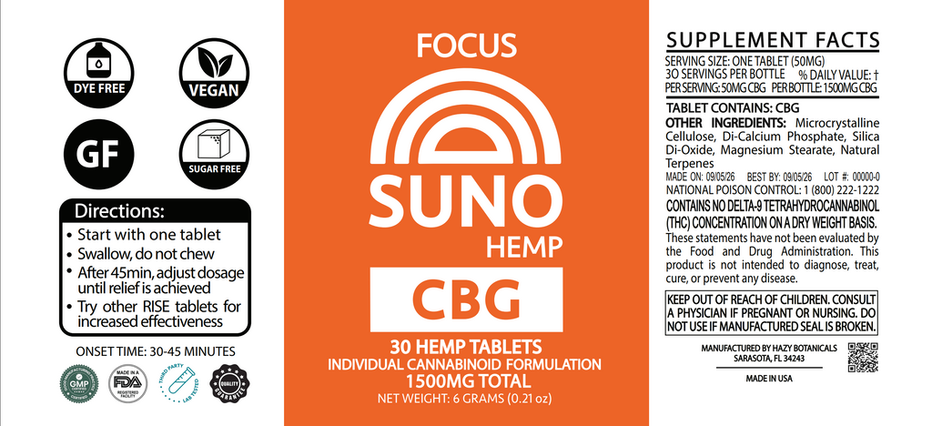 SUNO CBG Tablets - Focus - 30 Count