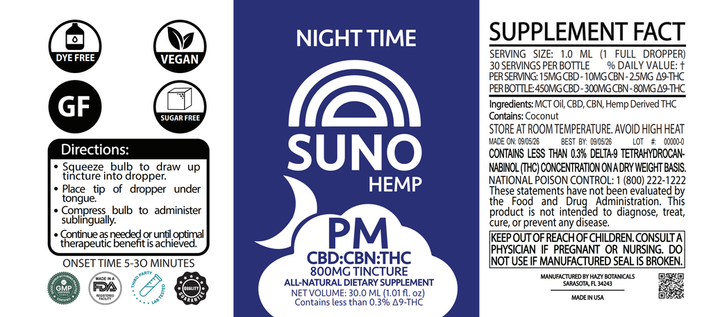 SUNO PM Tincture - 300mg CBN/450mg CBD/80mg THC