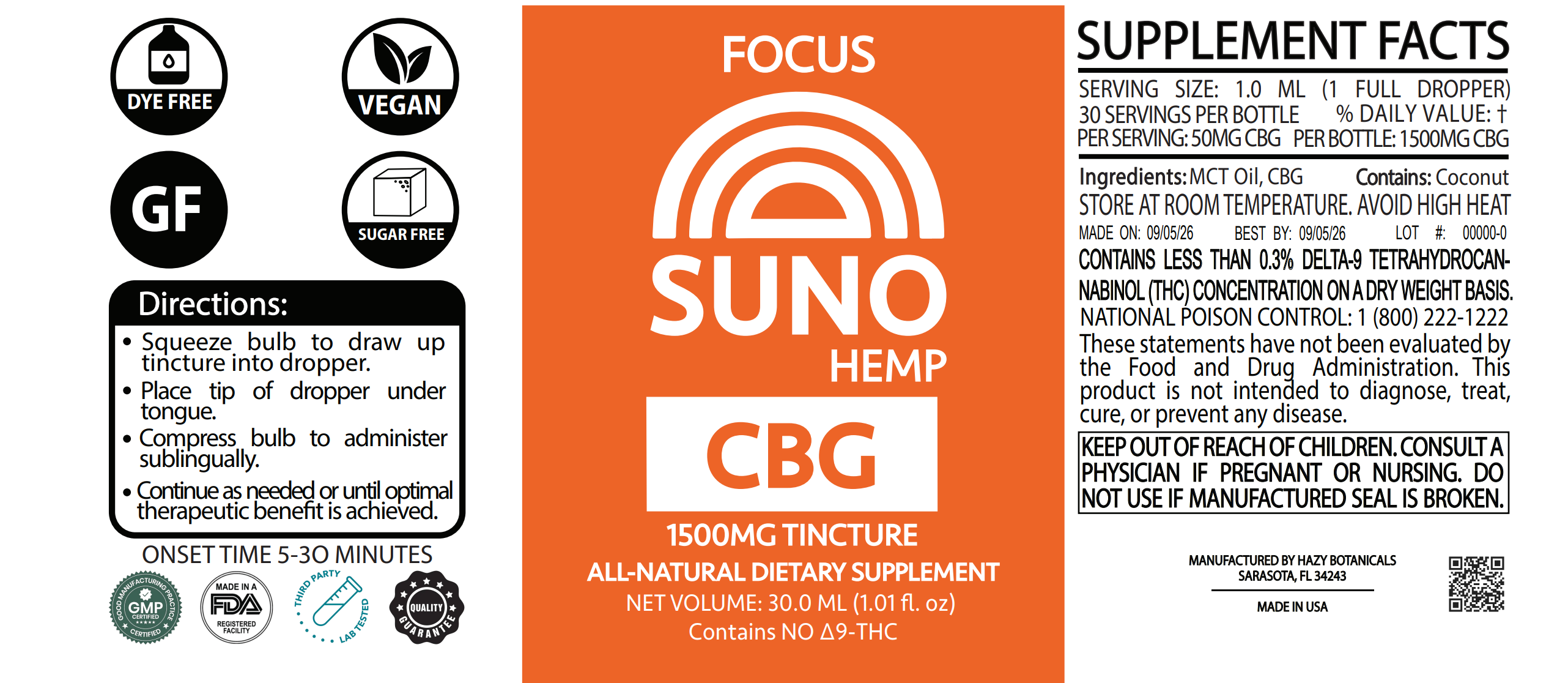 SUNO CBG Tincture - 1500mg CBG