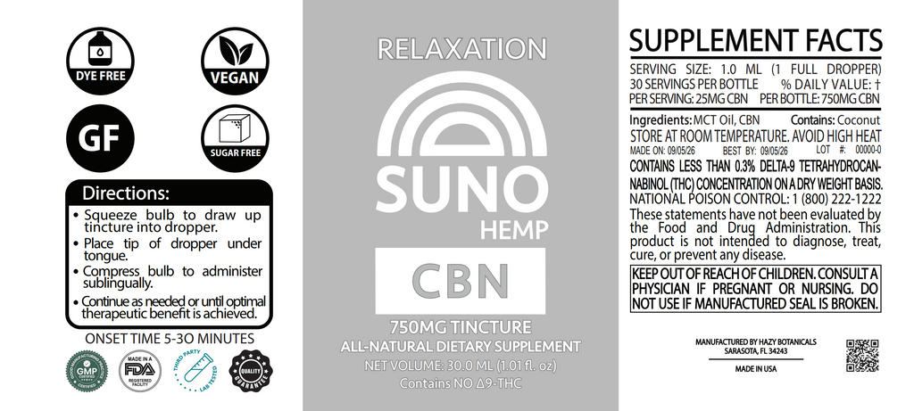 SUNO CBN Tincture - 750mg CBN