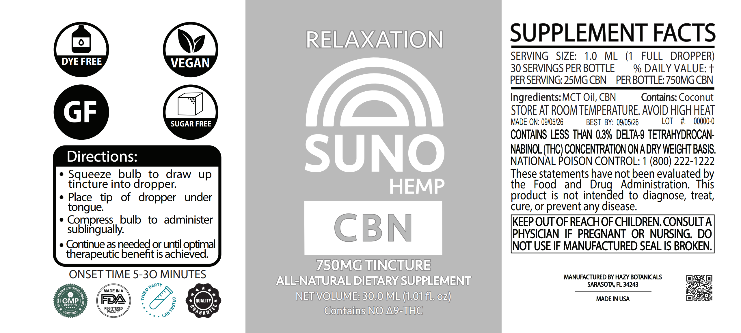 SUNO CBN Tincture - 750mg CBN
