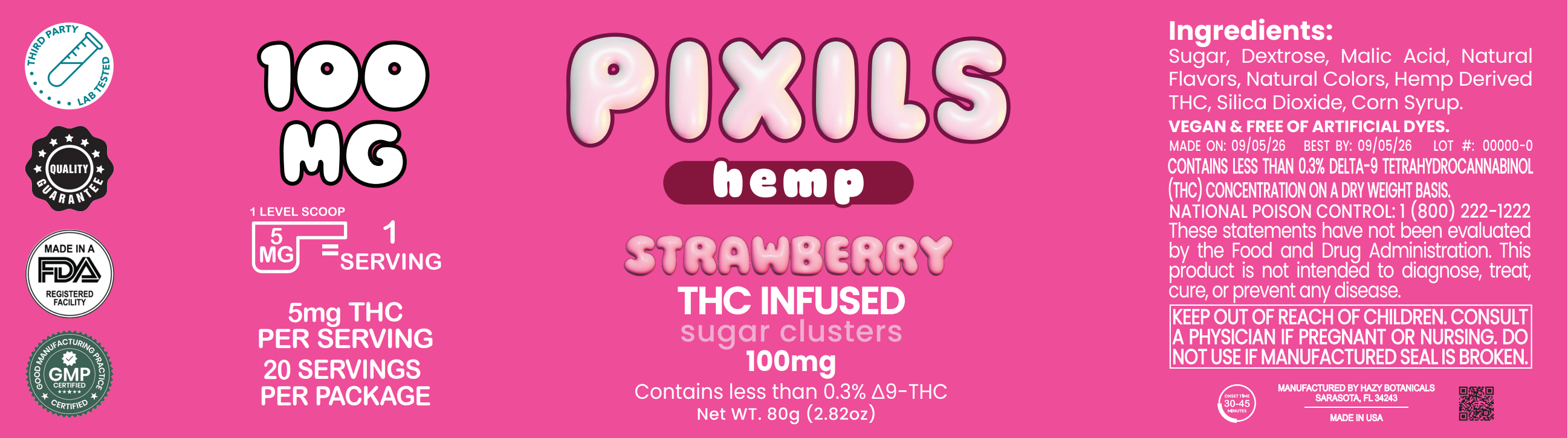 PIXILS Strawberry Infused Sugar Clusters