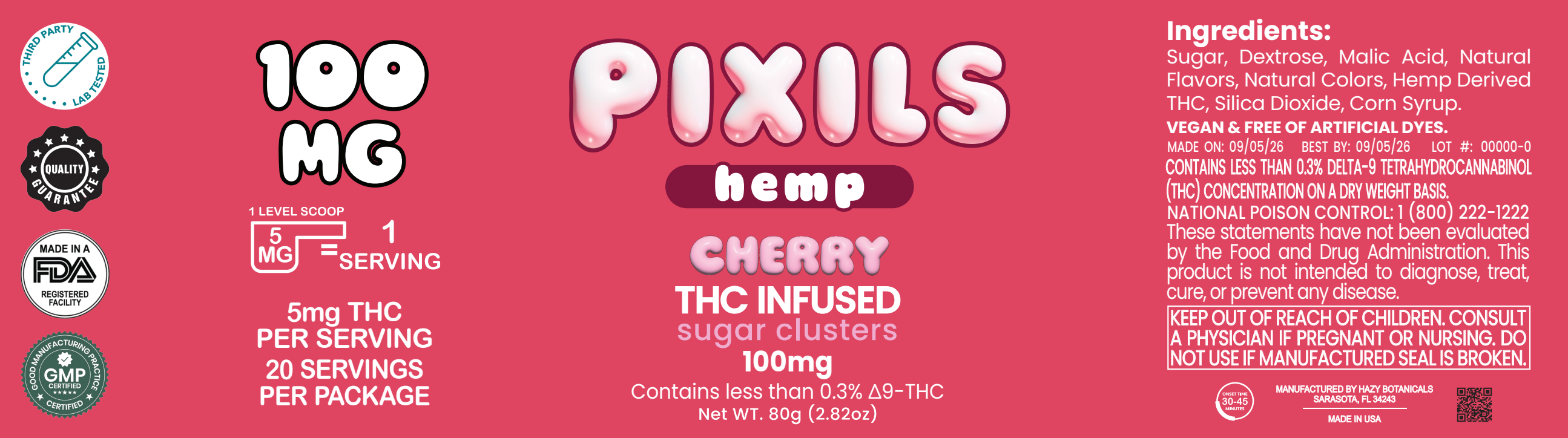 PIXILS Cherry Infused Sugar Clusters