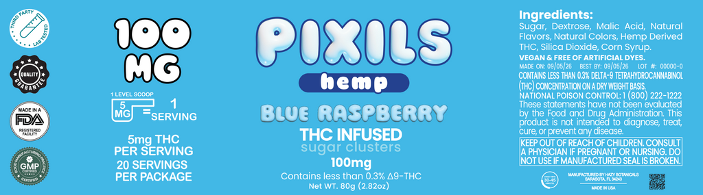 PIXILS Blue Raspberry Infused Sugar Clusters