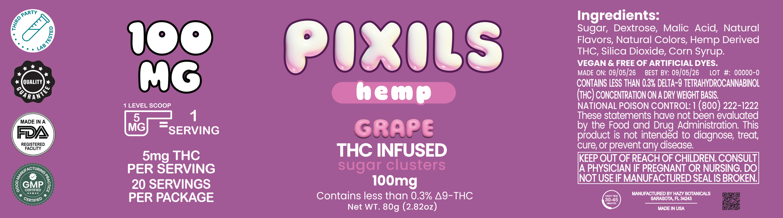 PIXILS Grape Infused Sugar Clusters