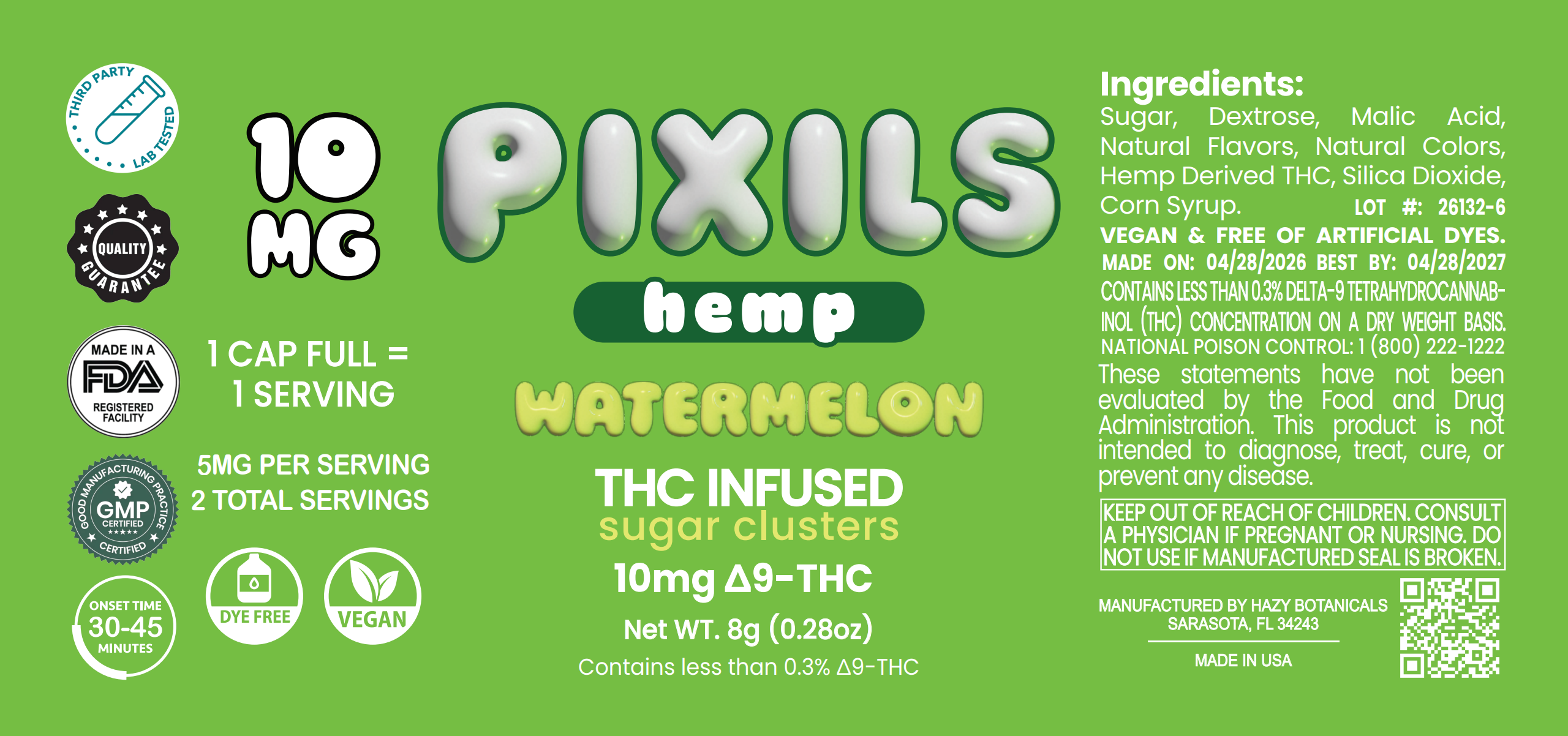 PIXILS Watermelon Infused Sugar Clusters - 10mg
