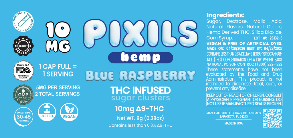 PIXILS Blue Raspberry Infused Sugar Clusters - 10mg