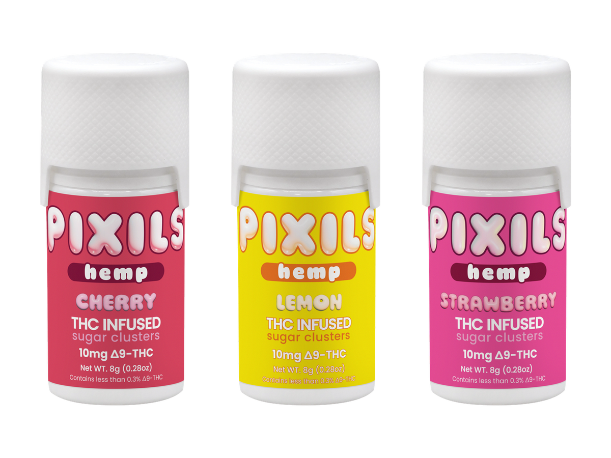 PIXILS 10mg Starter: Cherry, Lemon and Strawberry, one 10mg jar each