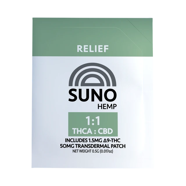 SUNO Transdermal Patch - Relief - 25mg THCA/25mg CBD (1.5mg ∆9 THC)